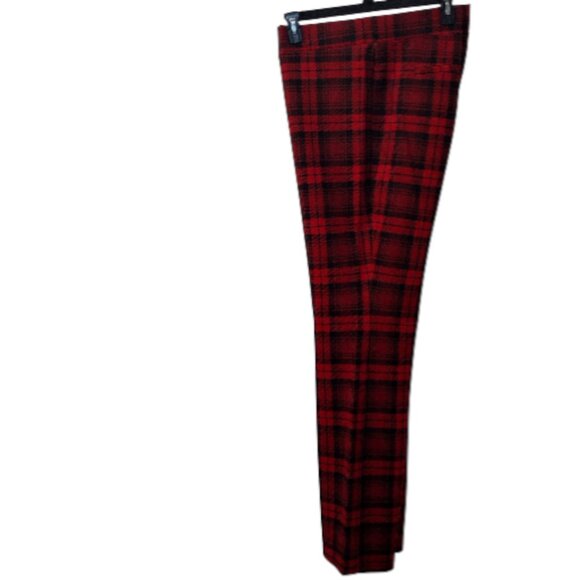 Iman: Red, Black Plaid Flare Leg Pants, Size 2XT - Picture 3 of 6